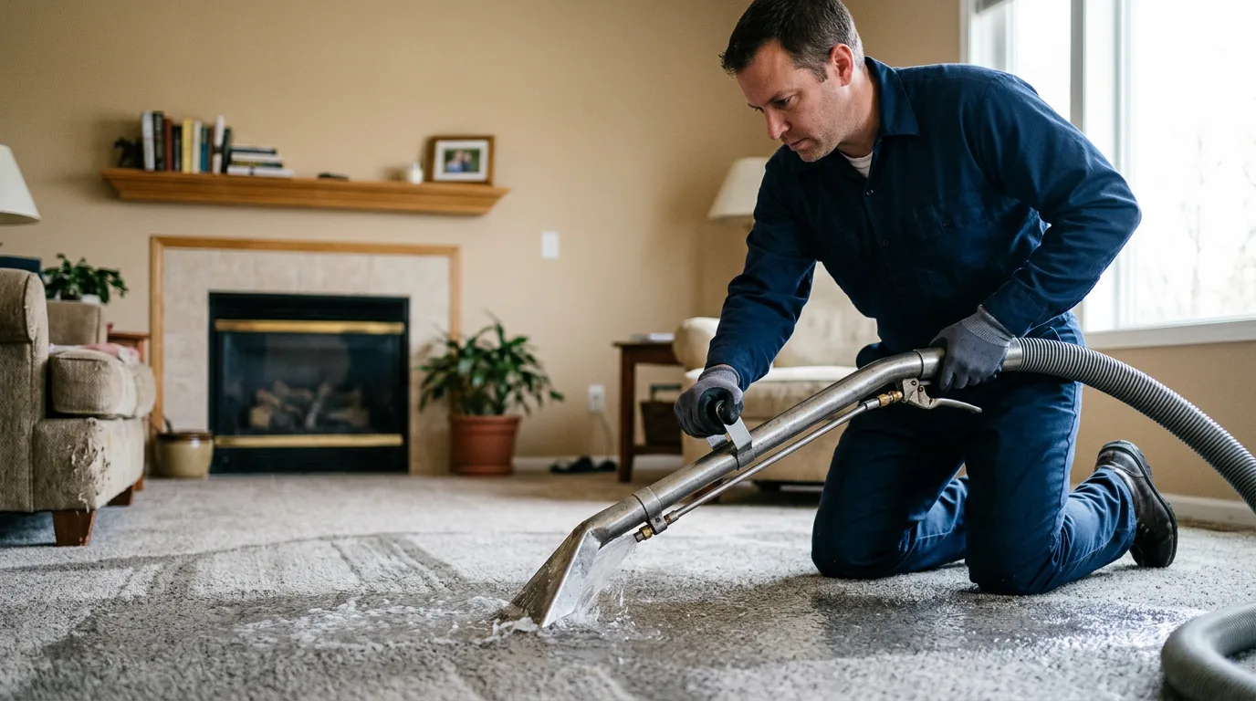 Water damage restoration technician working near Porter, ME